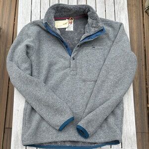 Men's Gray Sherpa-Lined Quarter Snap Pullover Sweater